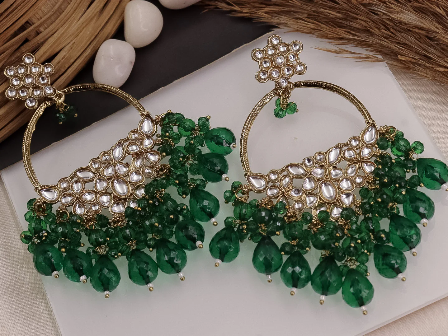 Anokhi Kundan Chandbali with Crystal Beads - Image 3