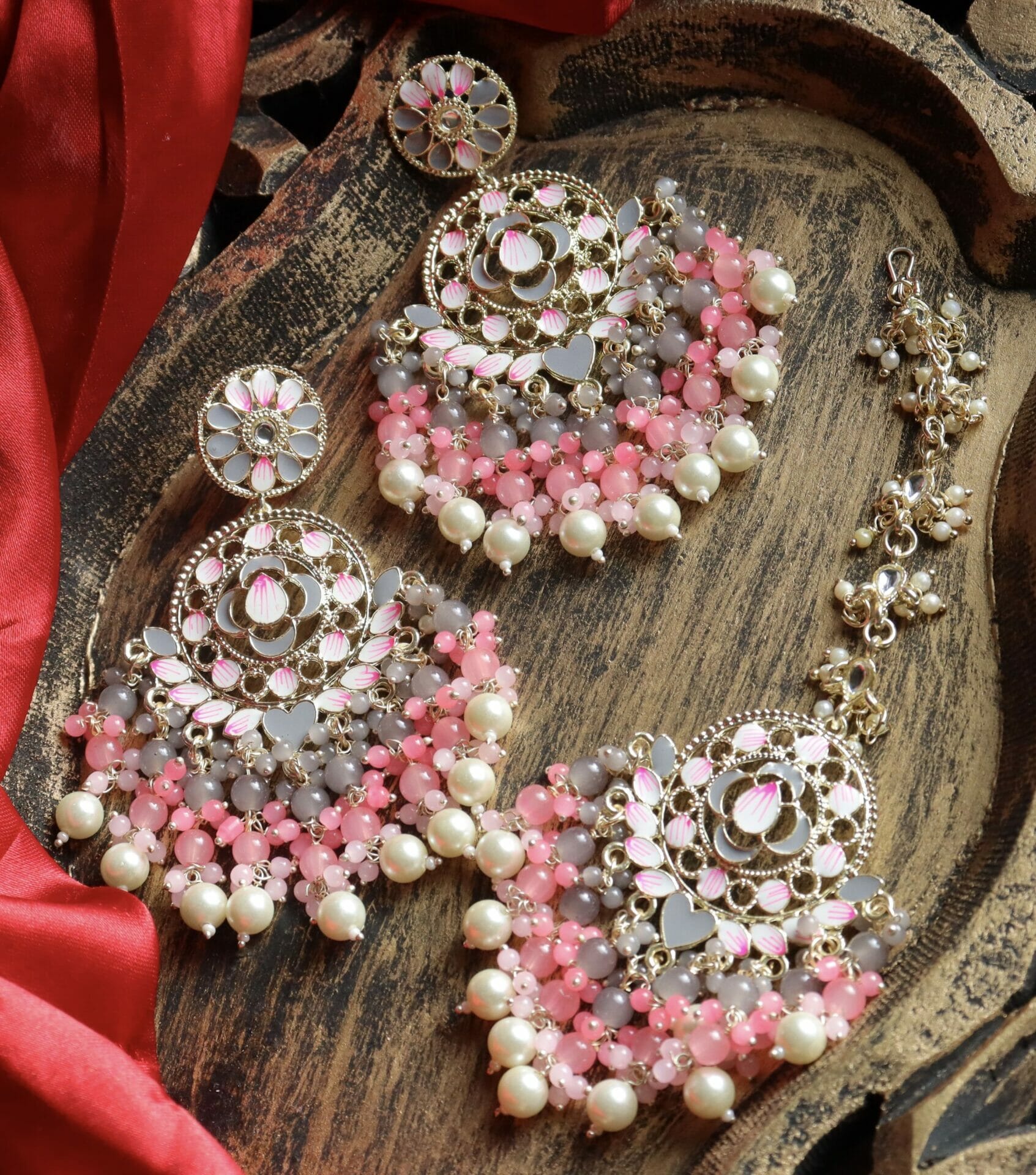 Aparna Colourful Chandbali With Teeka - Image 13
