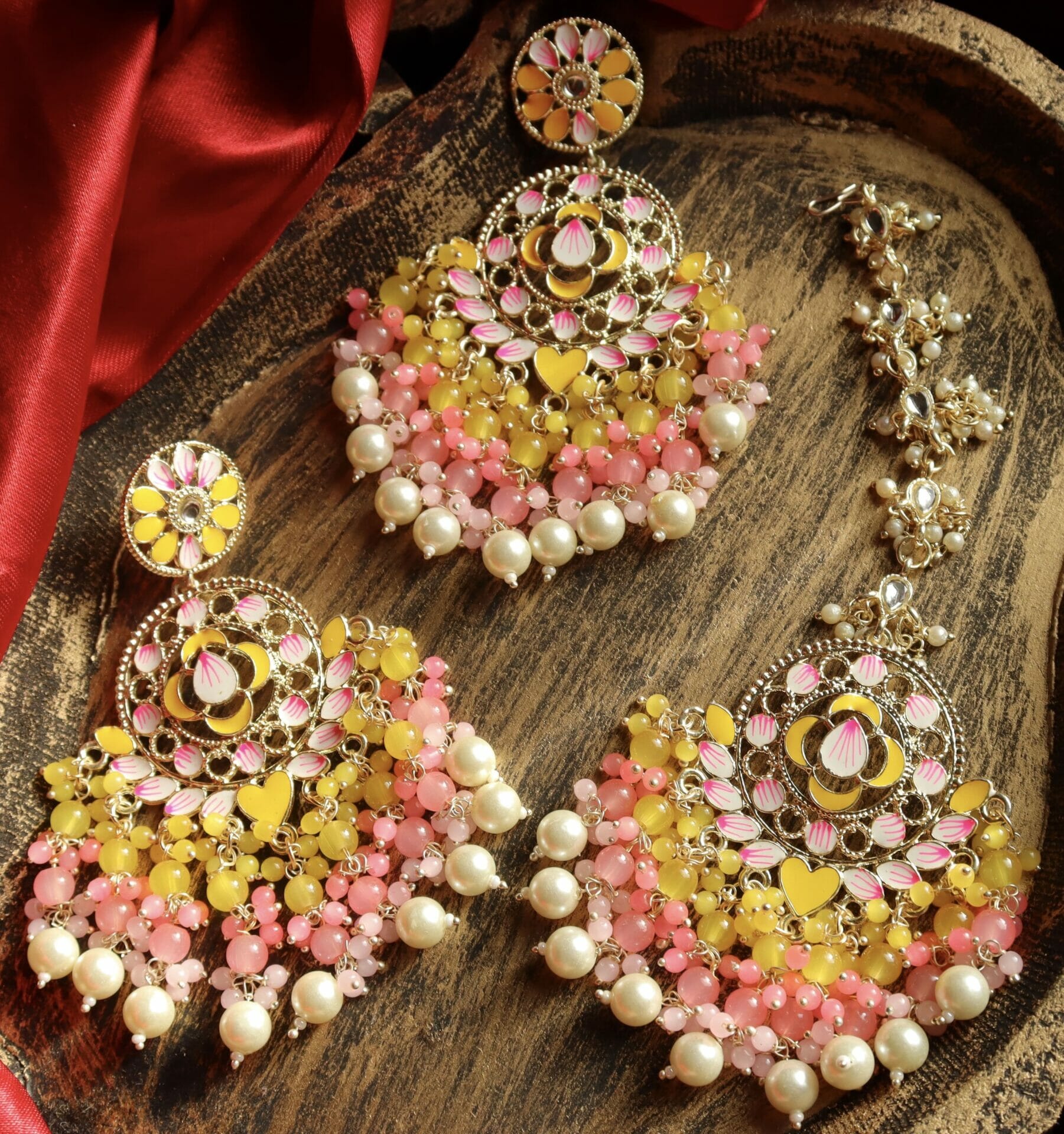Aparna Colourful Chandbali With Teeka - Image 15