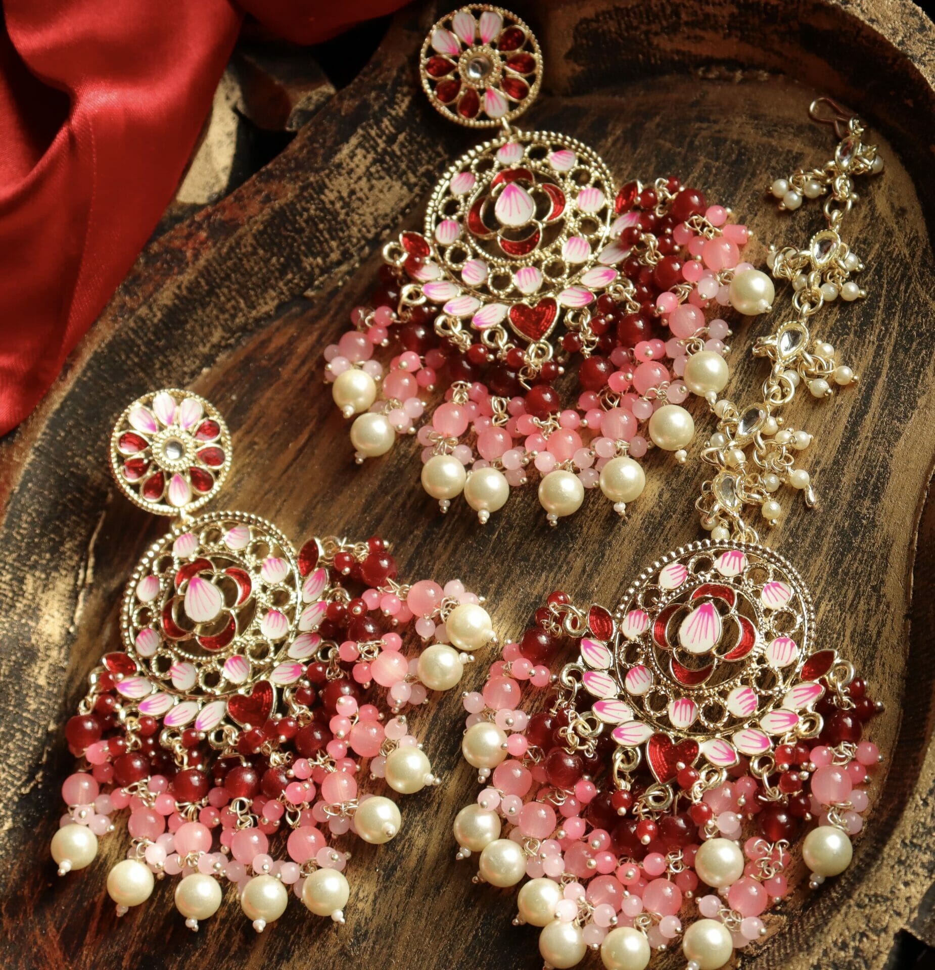 Aparna Colourful Chandbali With Teeka - Image 16