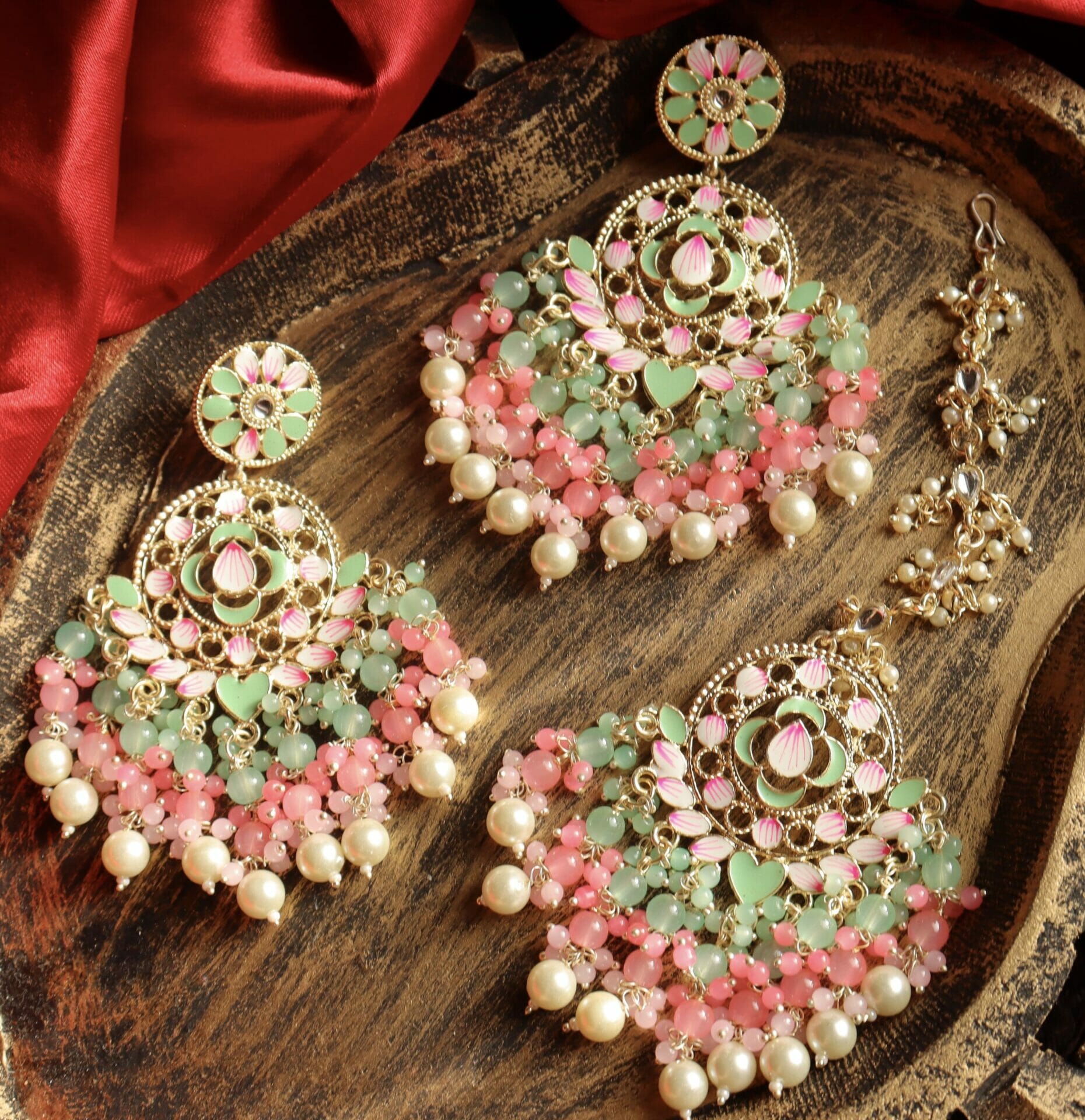 Aparna Colourful Chandbali With Teeka - Image 18
