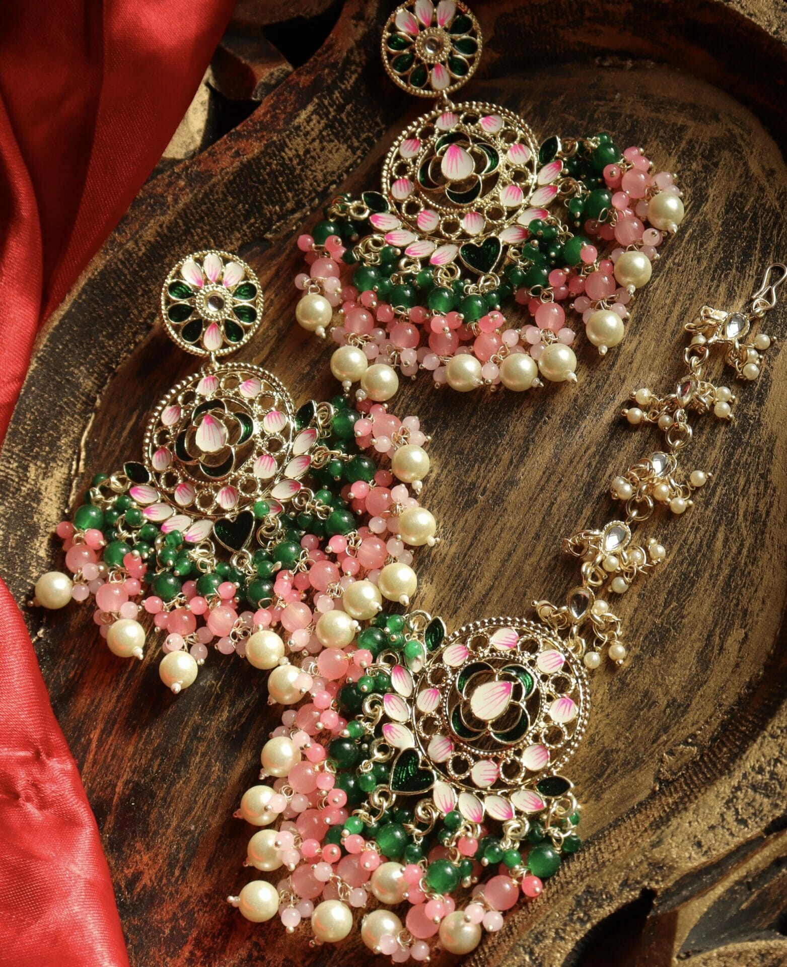Aparna Colourful Chandbali With Teeka - Image 5