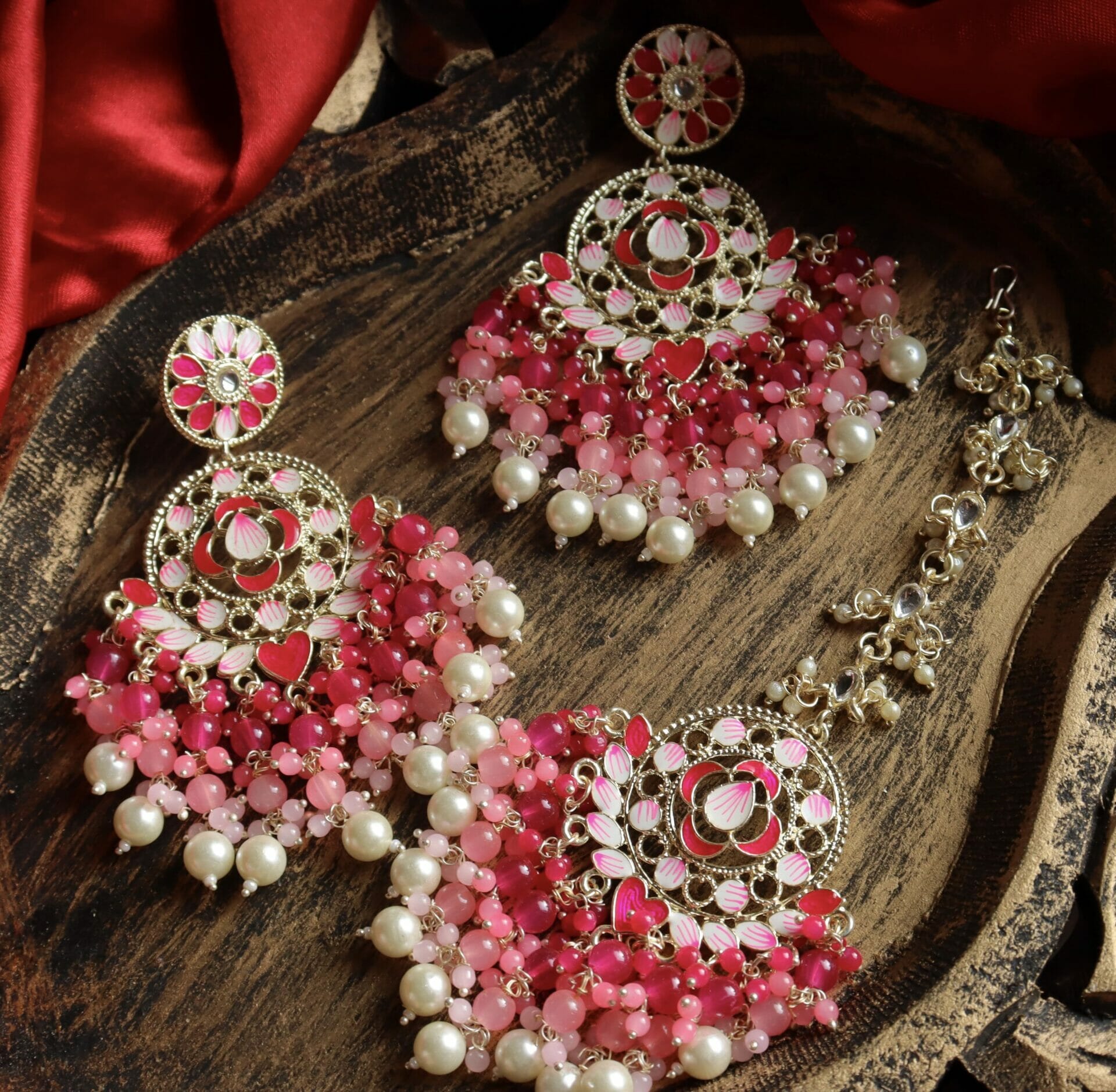 Aparna Colourful Chandbali With Teeka - Image 6
