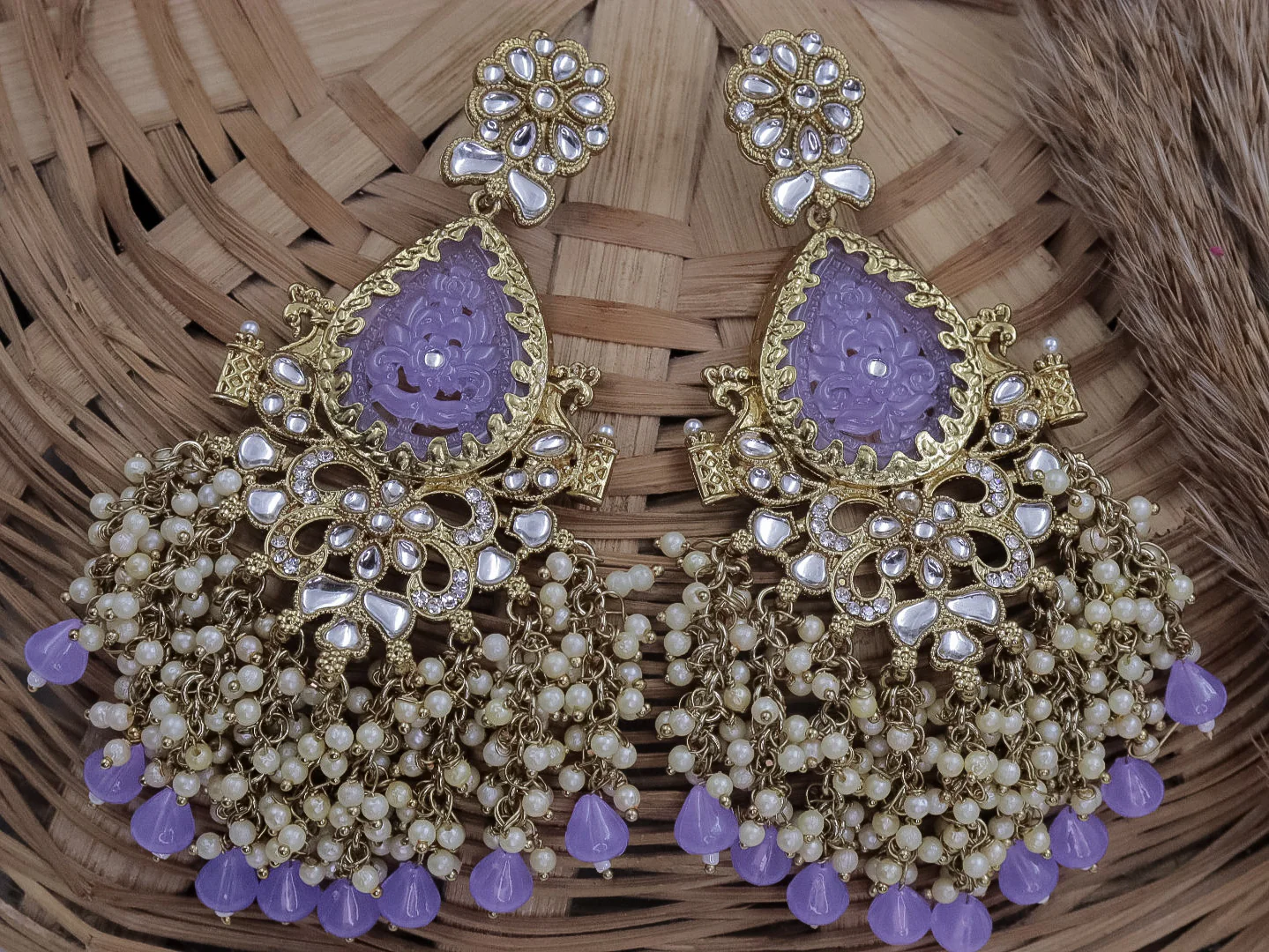 Asma Colourful Chandbali With Pearl Latkan - Image 5