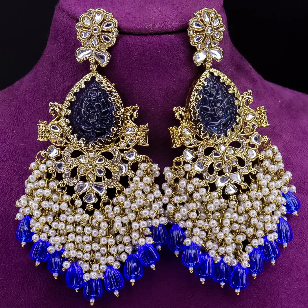 Asma Colourful Chandbali With Pearl Latkan - Image 6