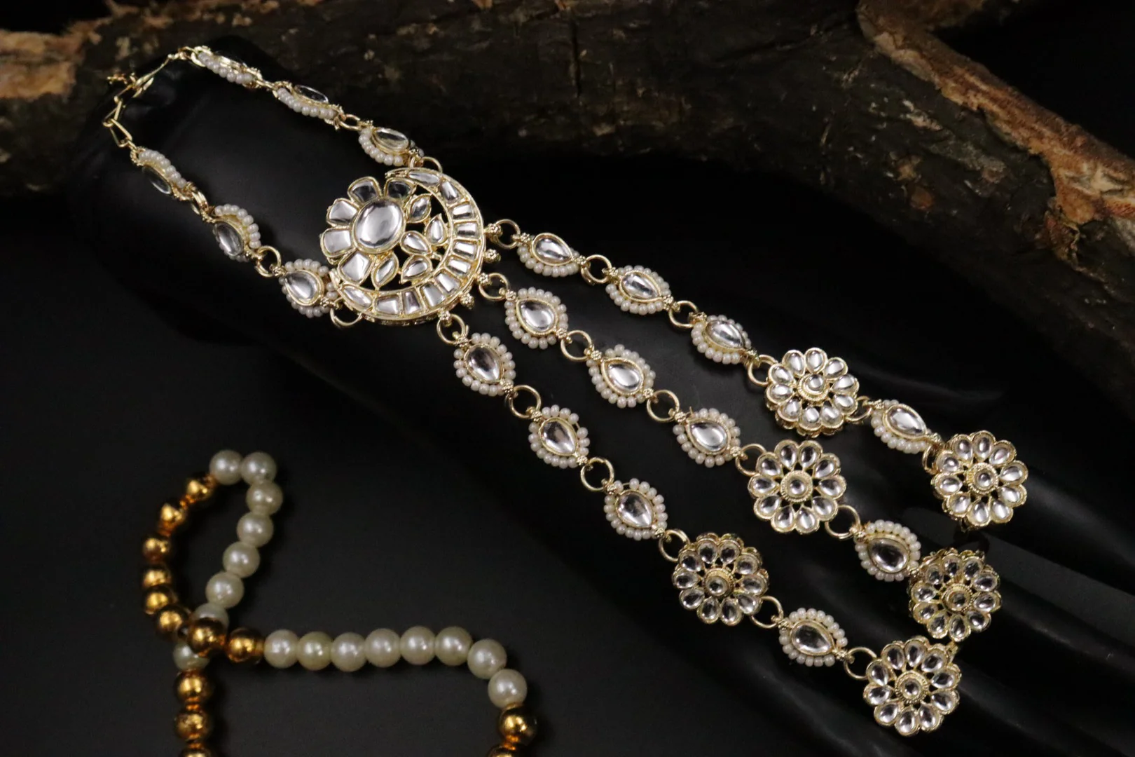 Barbie 3 Fingers Kundan Hath Panja - Image 3