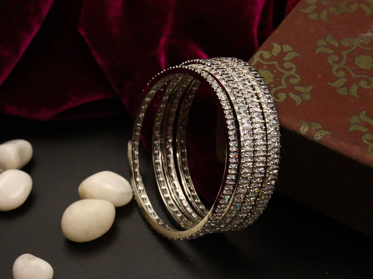 Begum American Diamond Bangles (4 Bangles) - Image 4