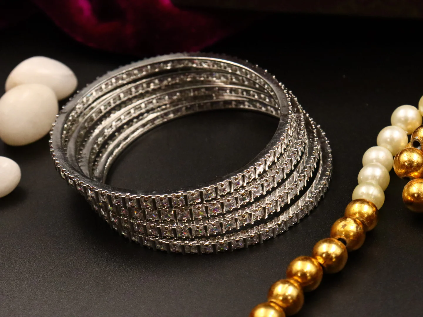 Begum American Diamond Bangles (4 Bangles) - Image 5