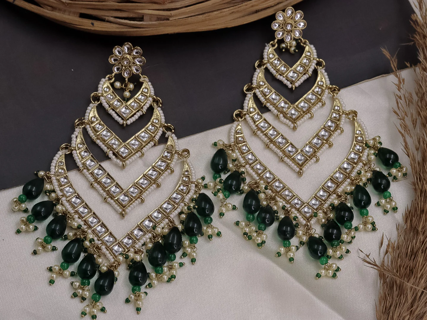 Bhavini Long 4 Layered Chandbali - Image 11