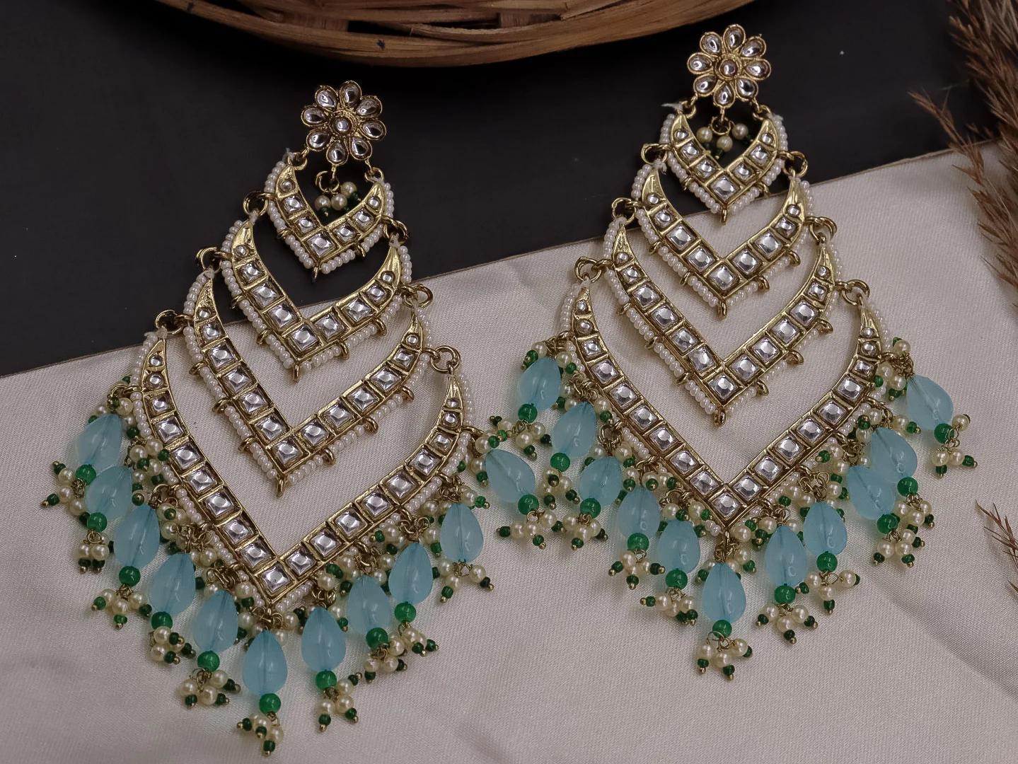 Bhavini Long 4 Layered Chandbali - Image 12