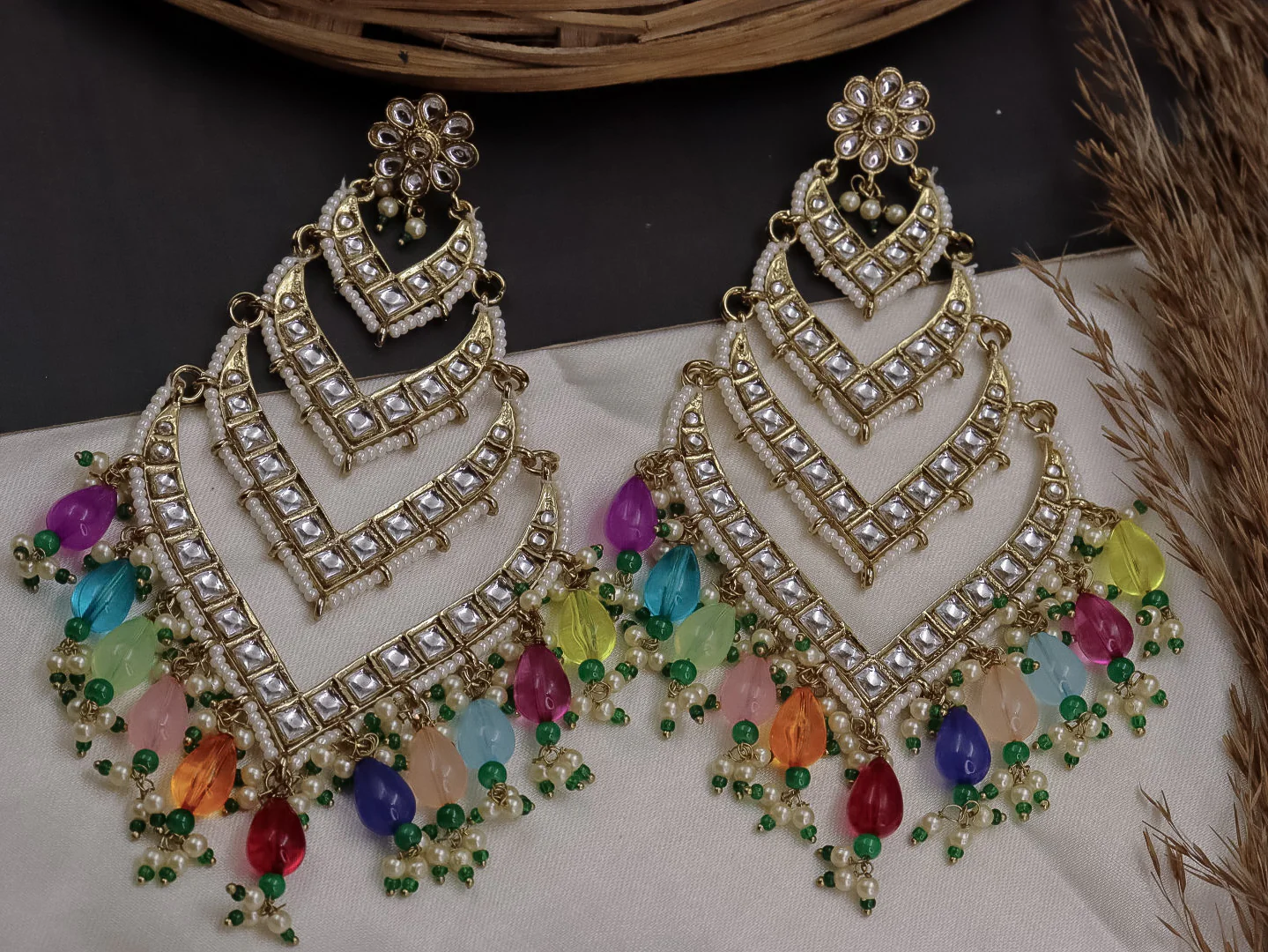 Bhavini Long 4 Layered Chandbali - Image 13
