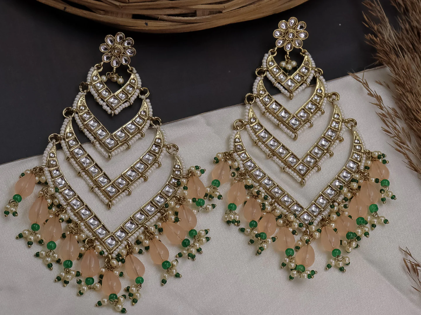 Bhavini Long 4 Layered Chandbali - Image 14