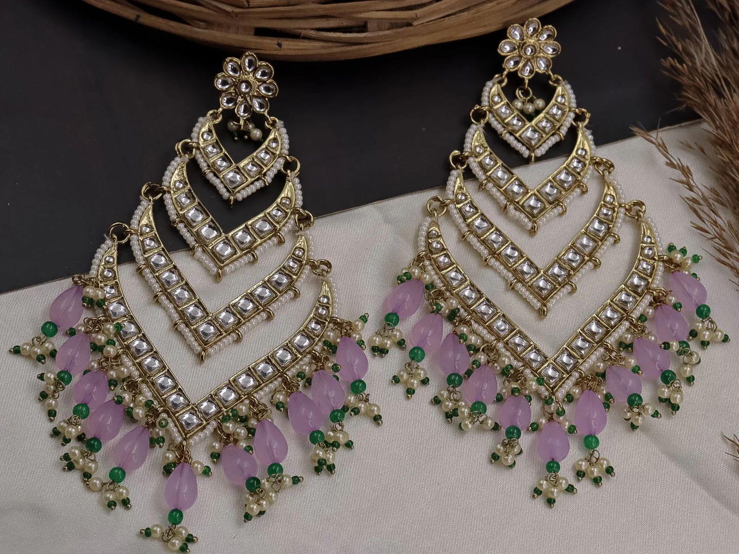 Bhavini Long 4 Layered Chandbali - Image 15
