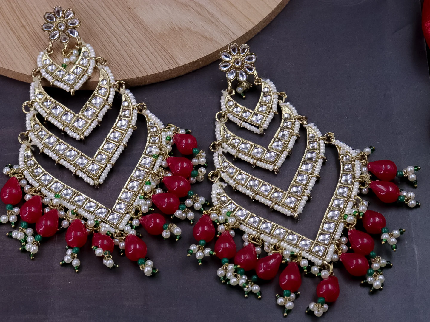 Bhavini Long 4 Layered Chandbali - Image 3