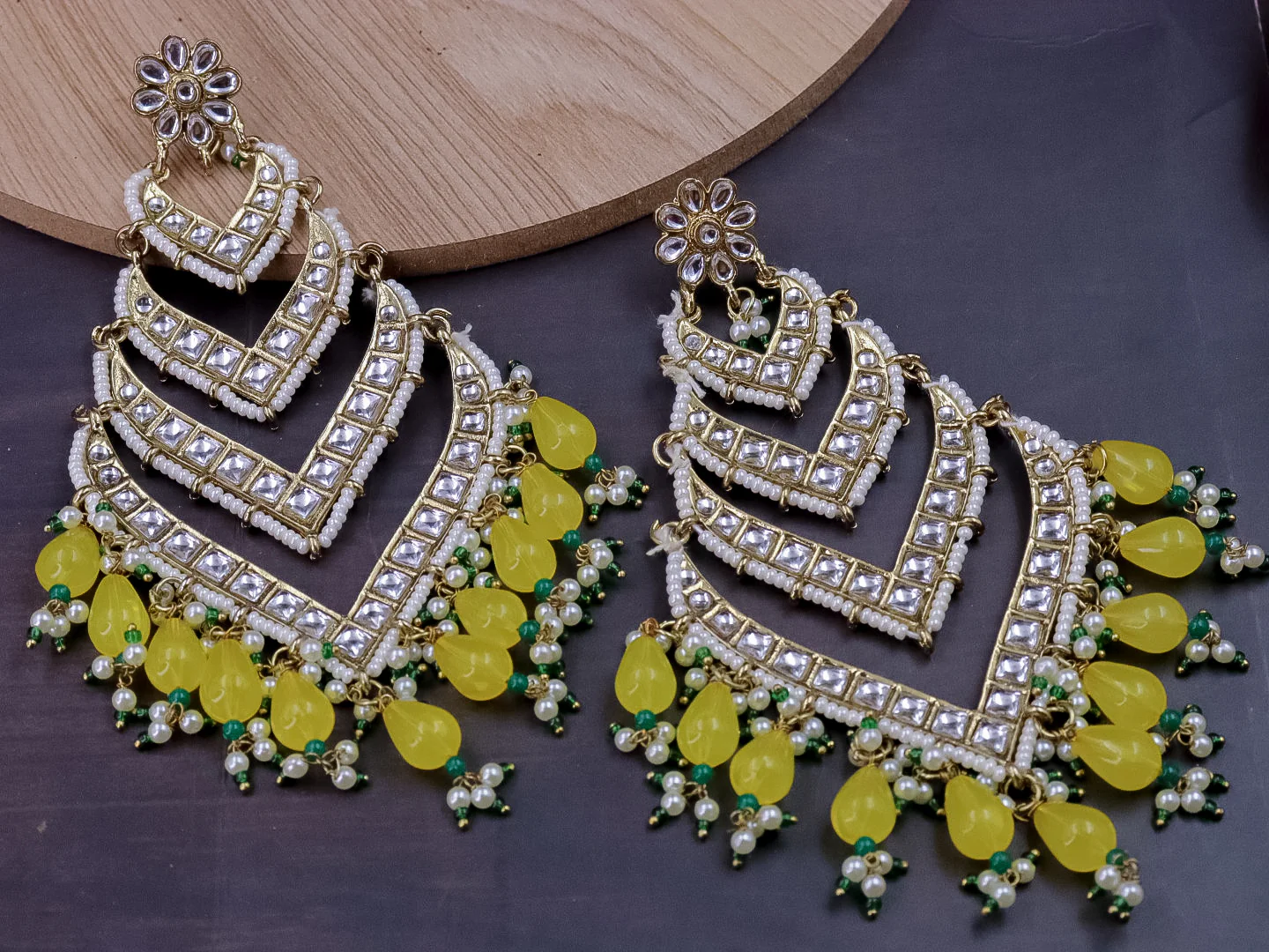 Bhavini Long 4 Layered Chandbali - Image 4