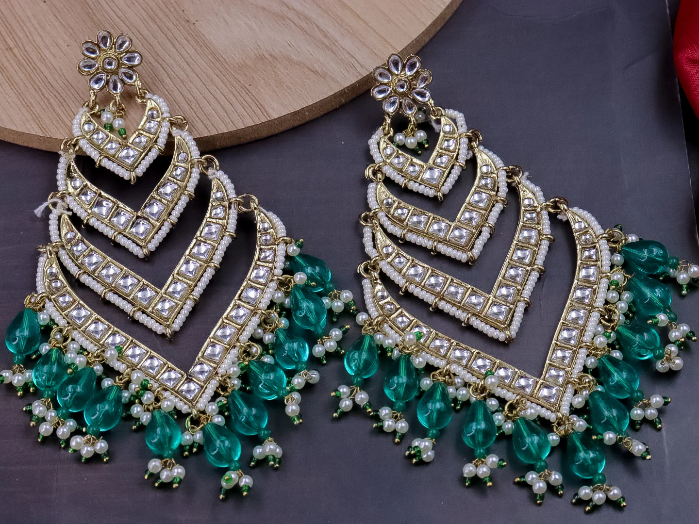 Bhavini Long 4 Layered Chandbali - Image 7