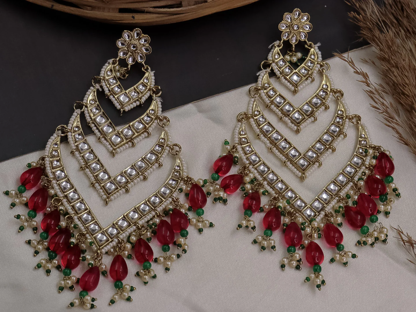 Bhavini Long 4 Layered Chandbali - Image 8