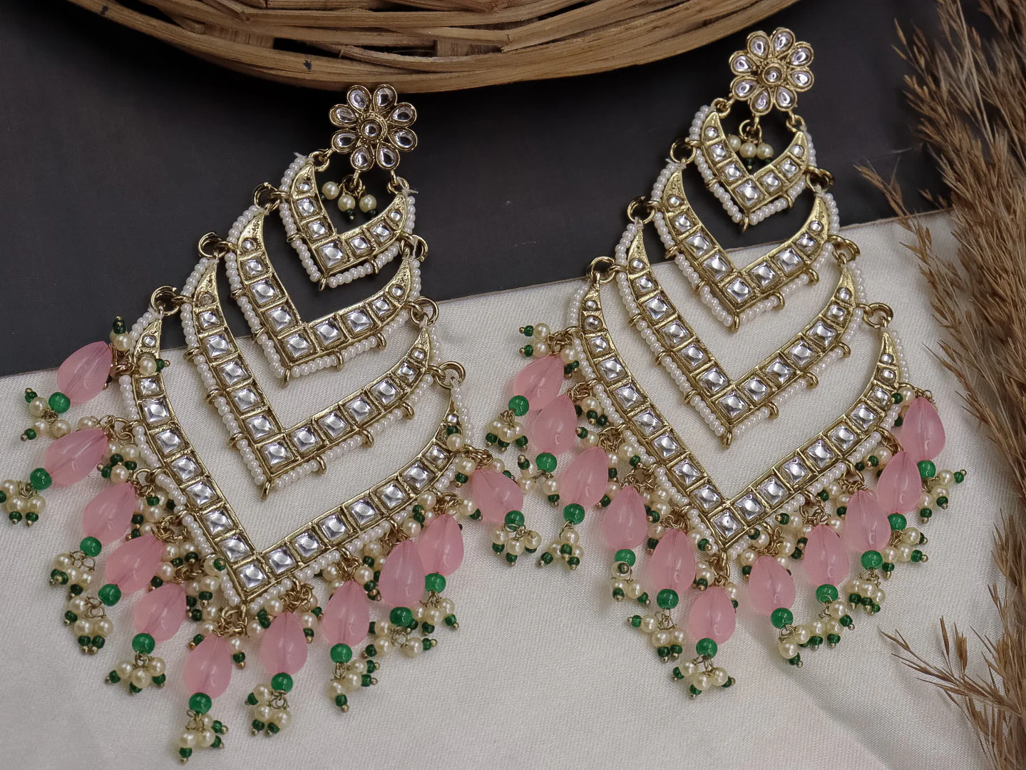 Bhavini Long 4 Layered Chandbali - Image 9