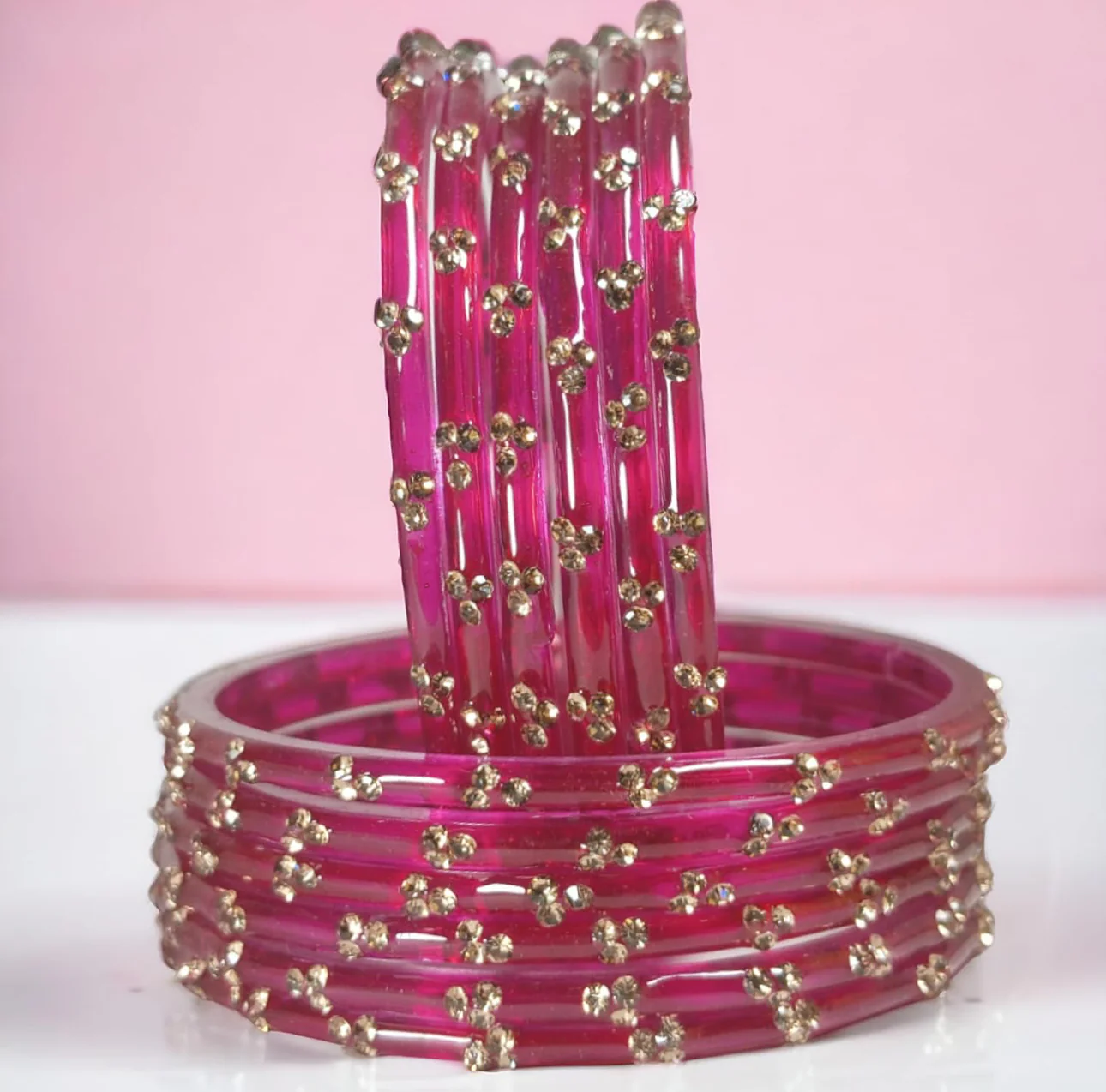 Colourful Raindrop Glass Bangles - 12 Bangles - Image 2