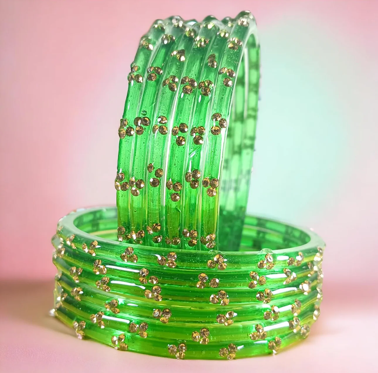 Colourful Raindrop Glass Bangles - 12 Bangles - Image 6