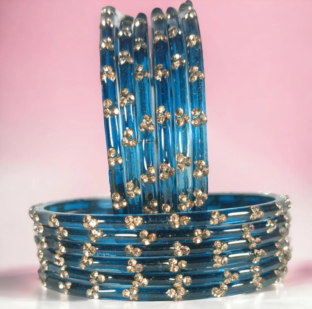 Colourful Raindrop Glass Bangles - 12 Bangles - Image 9
