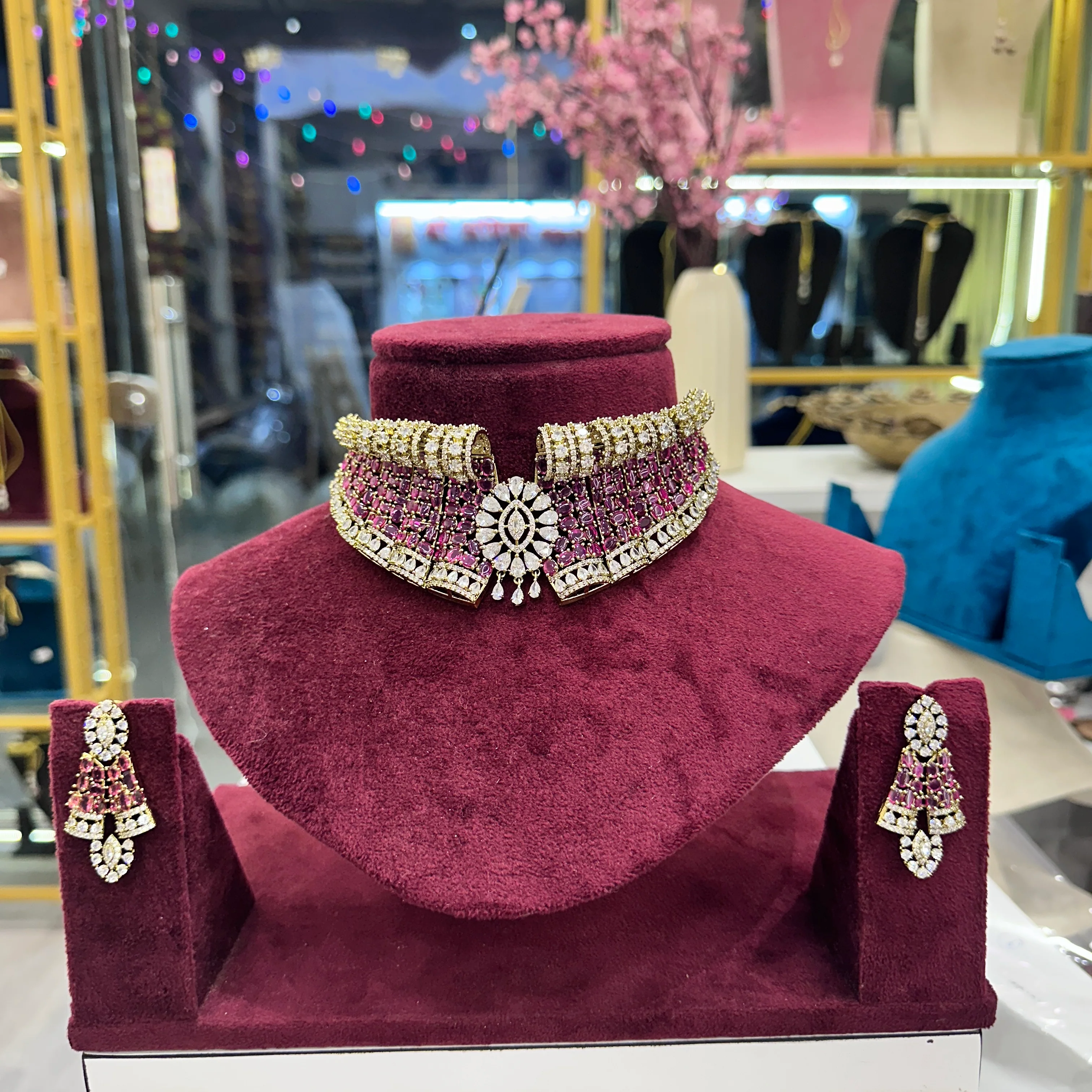 Designer Miran Moissianite Choker - Ruby