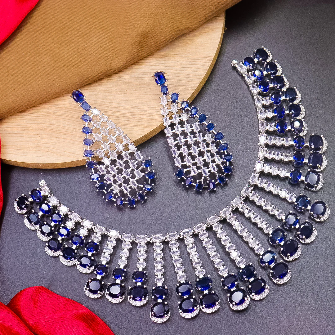 Afreen Semi Bridal American Diamond Necklace - Image 2