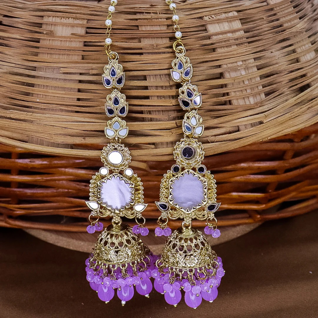 Swati MOP jhumka With long Kaanchain - Image 2