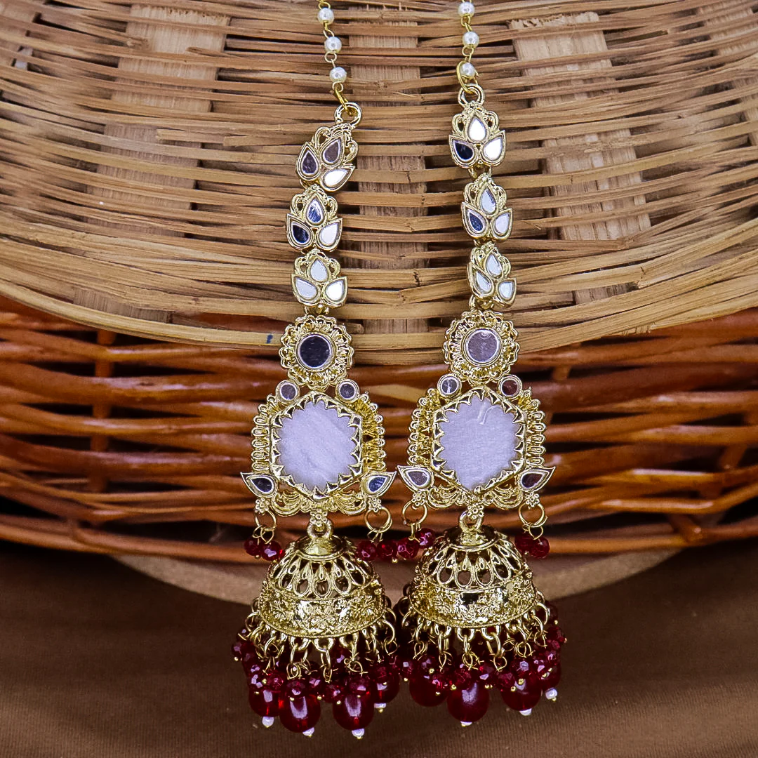 Swati MOP jhumka With long Kaanchain - Image 3