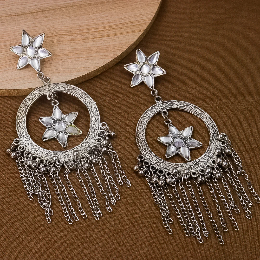 Kriti Sanon inspired Oxidised Earrings with Stone