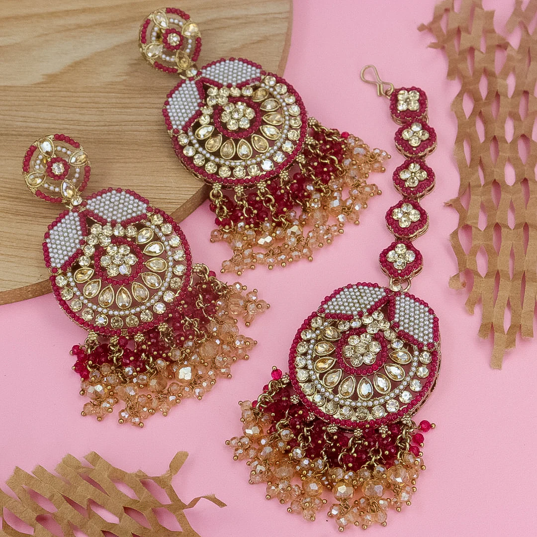 Uzma Pakistani Earrings And Mangtika - Image 10