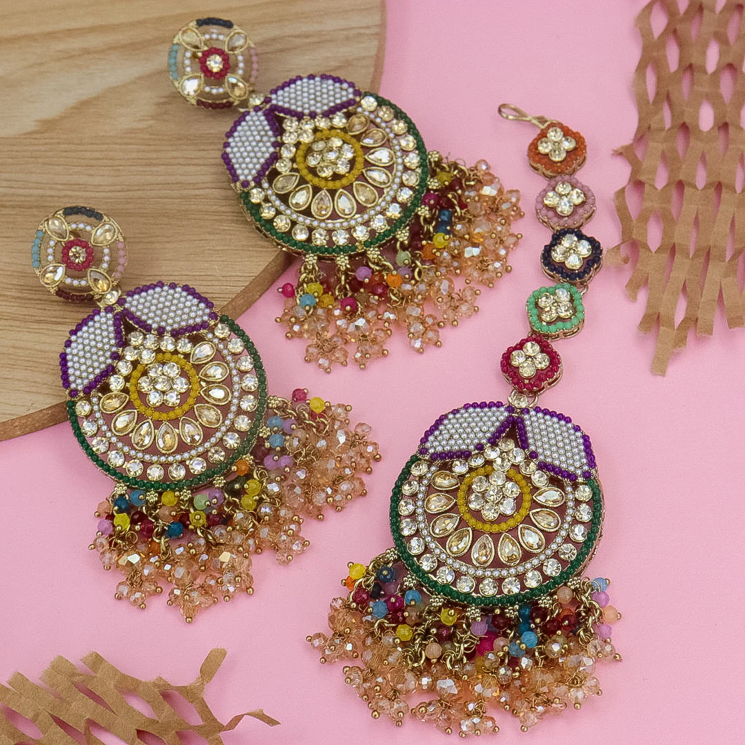 Uzma Pakistani Earrings And Mangtika - Image 6