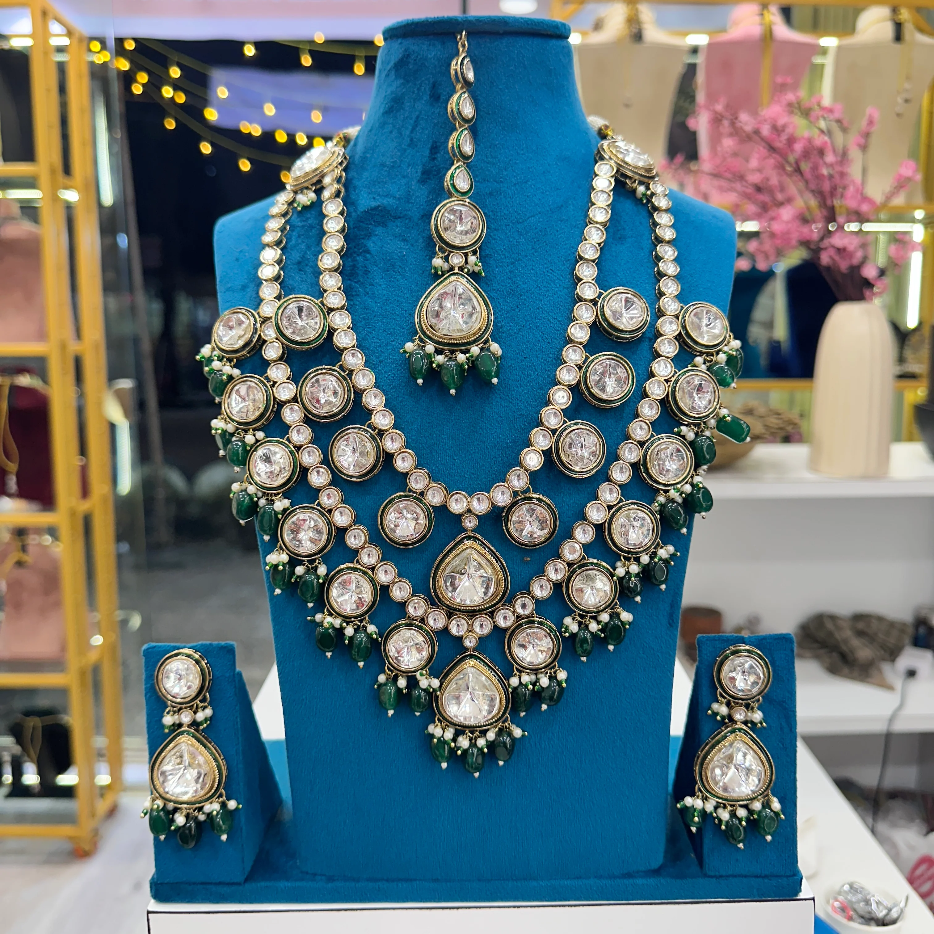 Diva 2 Layer premium Kundal Polki Necklace without mangtika
