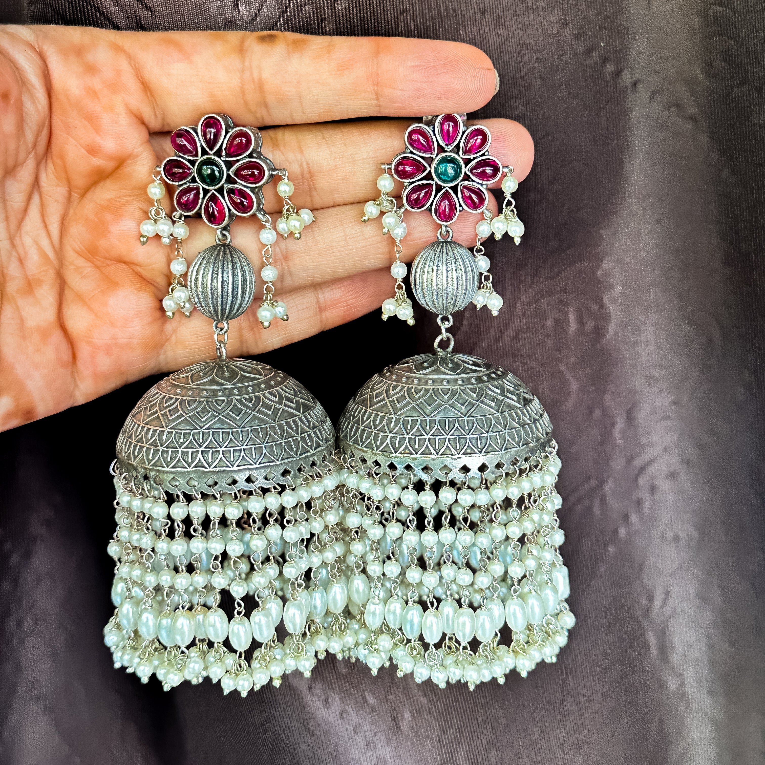 Suchna Statement Brass Jhumka - Image 2
