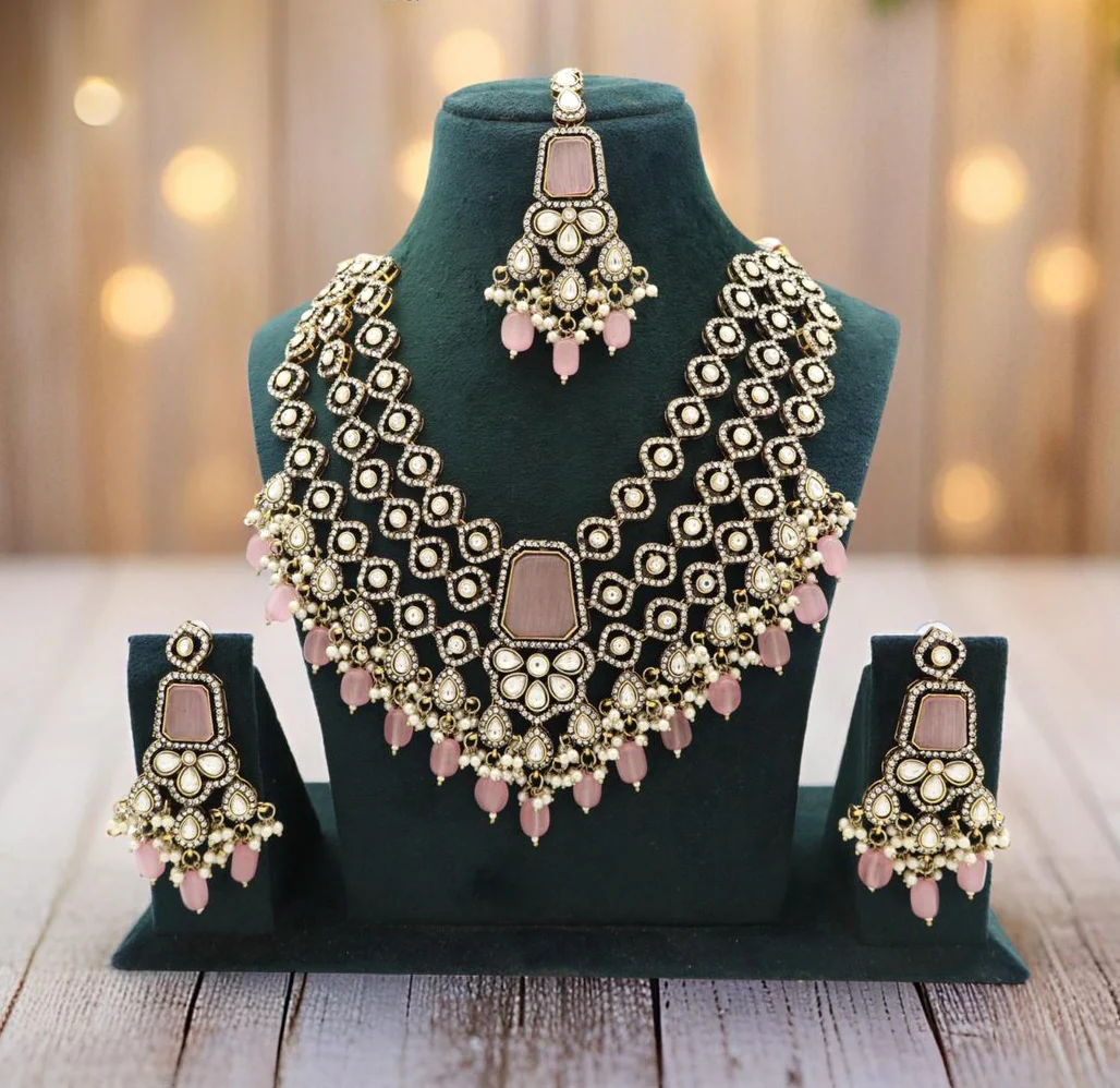 Pinky Premium 3 Layer Designer Kundan Necklace - Image 2