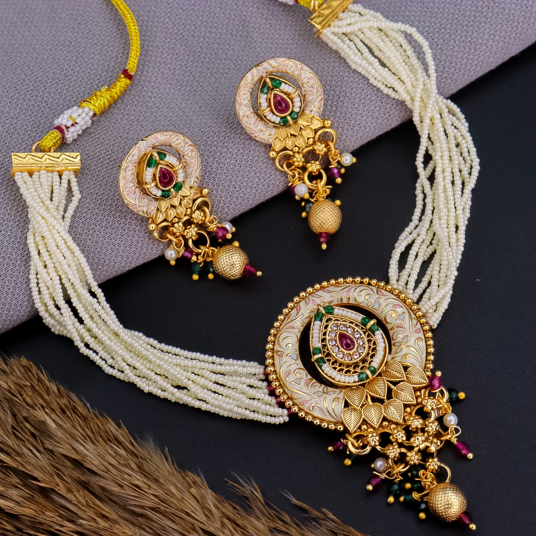 Sejal Copper Ethnic Choker With Earrings - Image 2