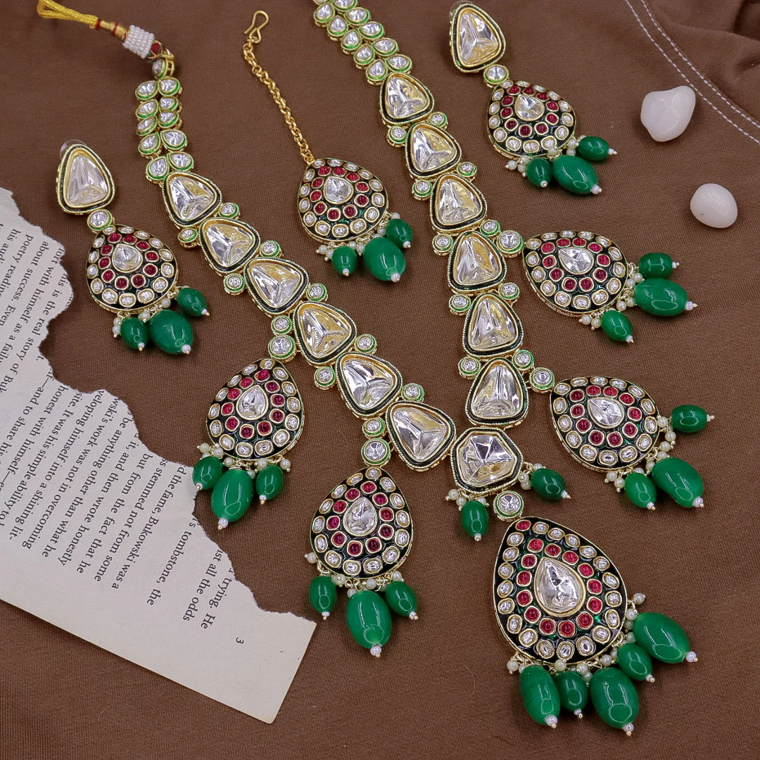 Garima Semi Bridal Long Polki Set - Image 5