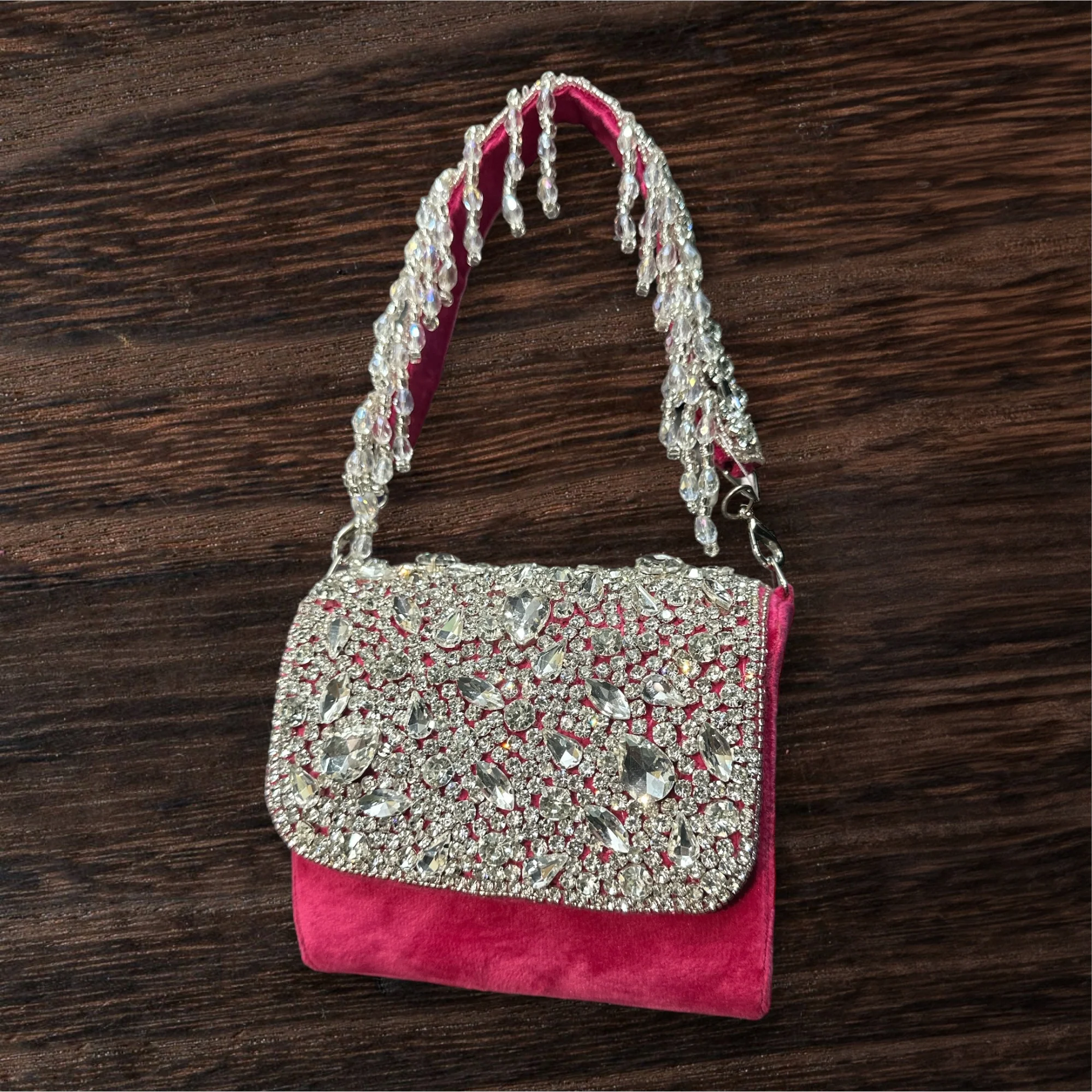 Designer Crystal  Clutch - Pink - Image 3
