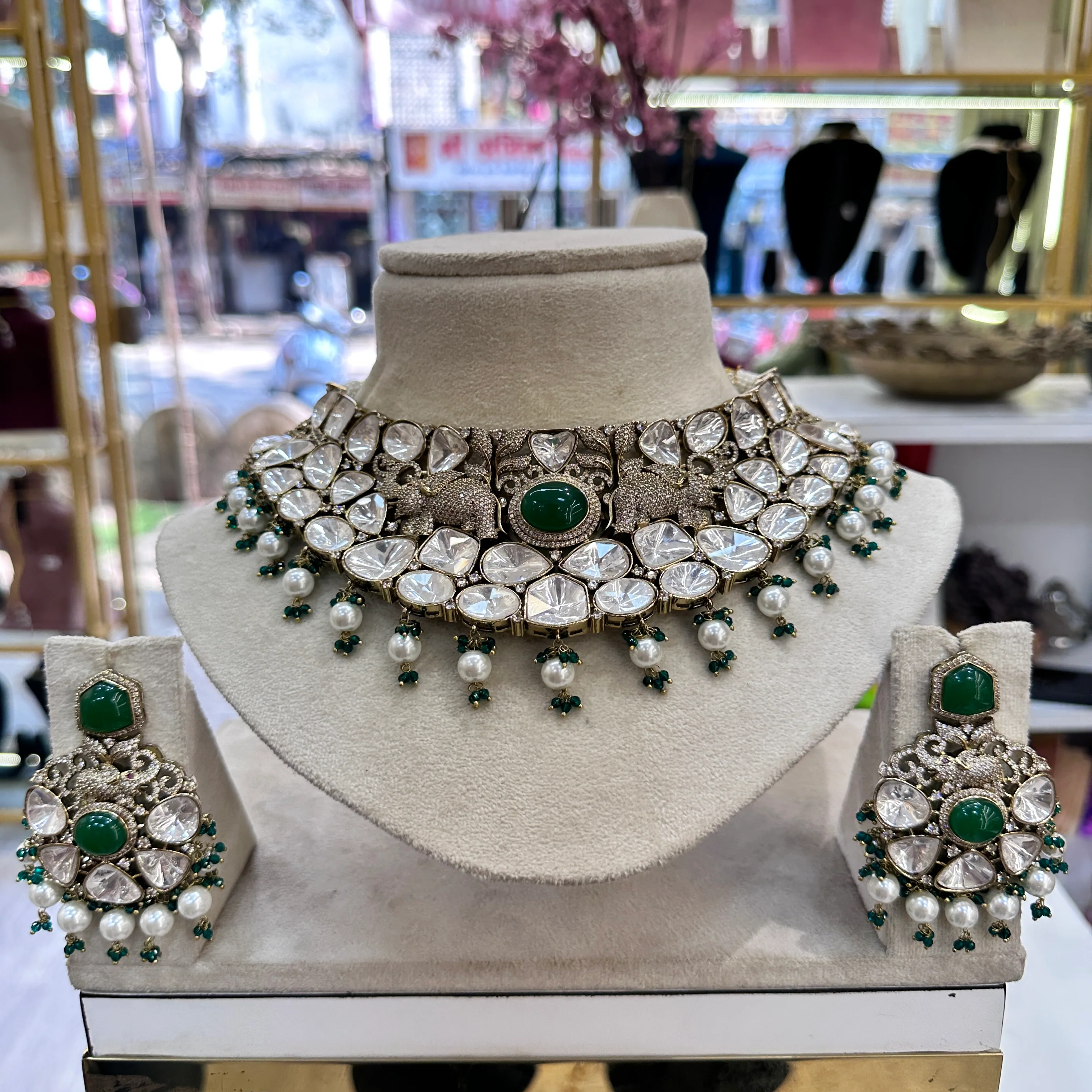 Designer Geet Statement Moissianite Necklace - Image 2