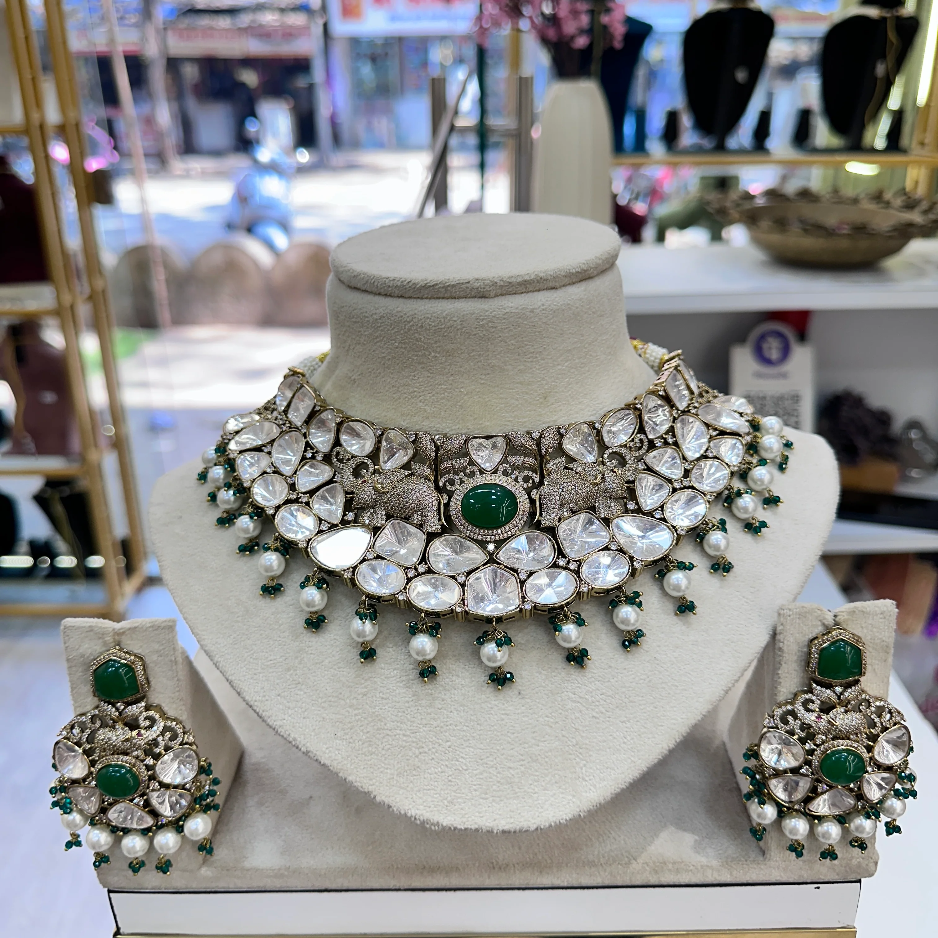 Designer Geet Statement Moissianite Necklace - Image 3