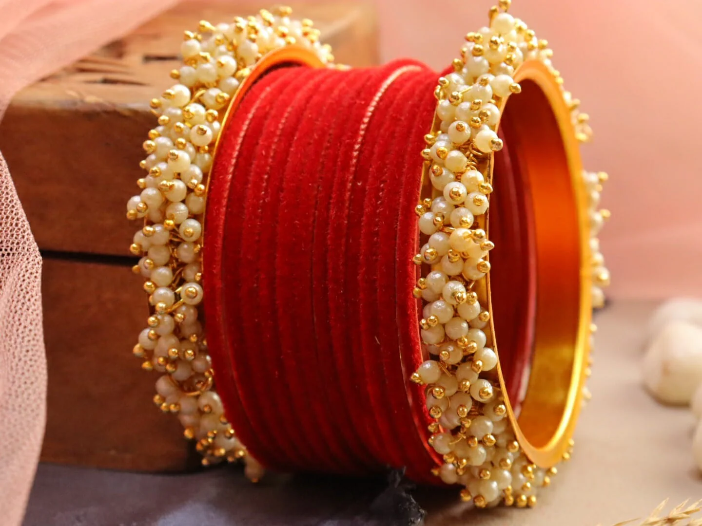 Flora Bajri Velvet Bangles (Pair) - Image 3