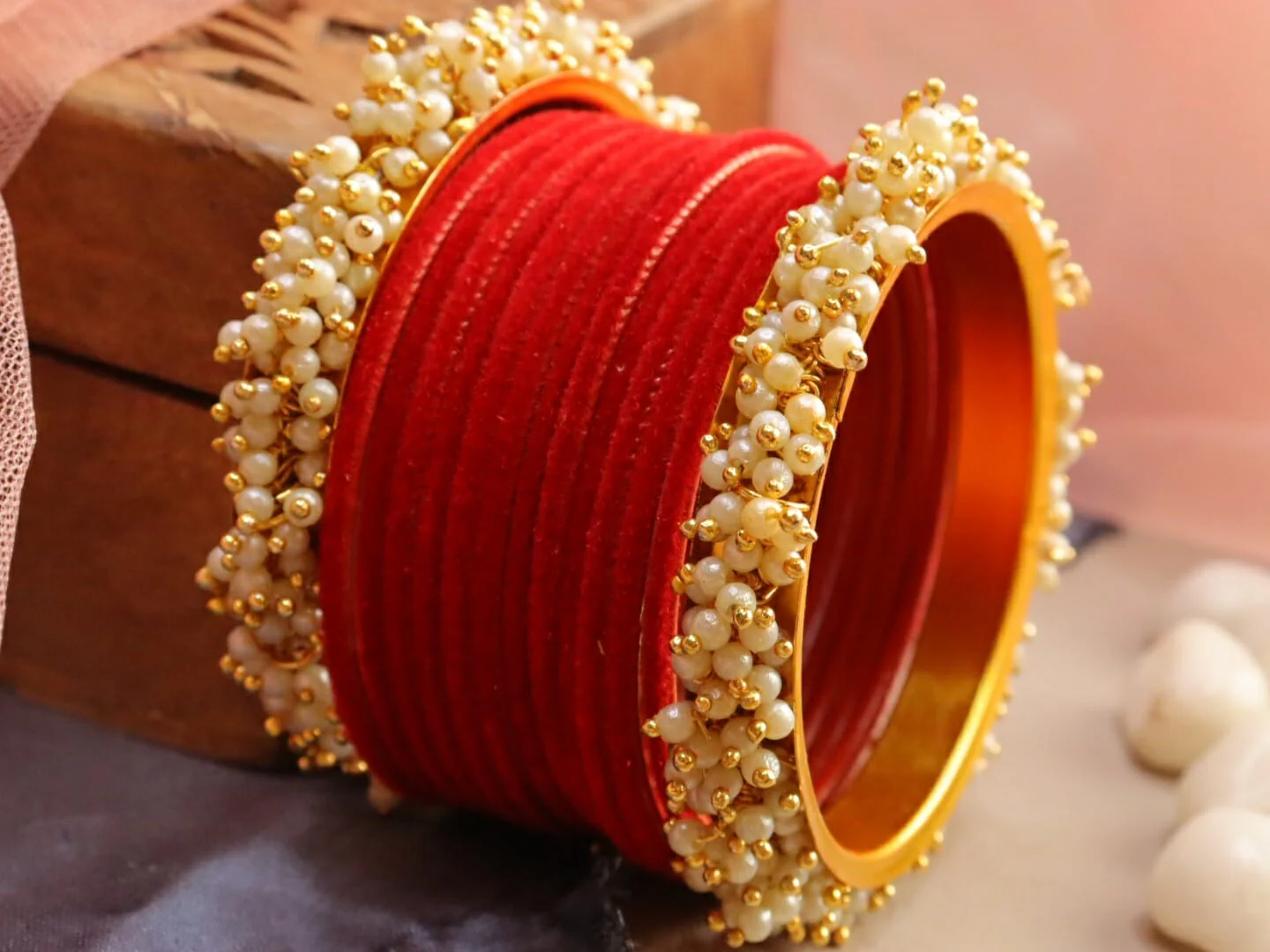 Flora Bajri Velvet Bangles (Pair) - Image 4