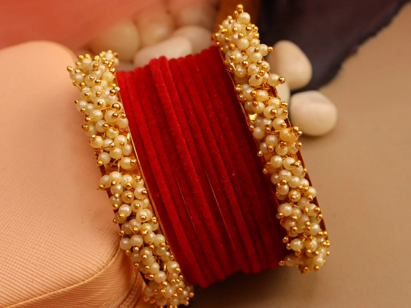 Flora Bajri Velvet Bangles (Pair) - Image 5