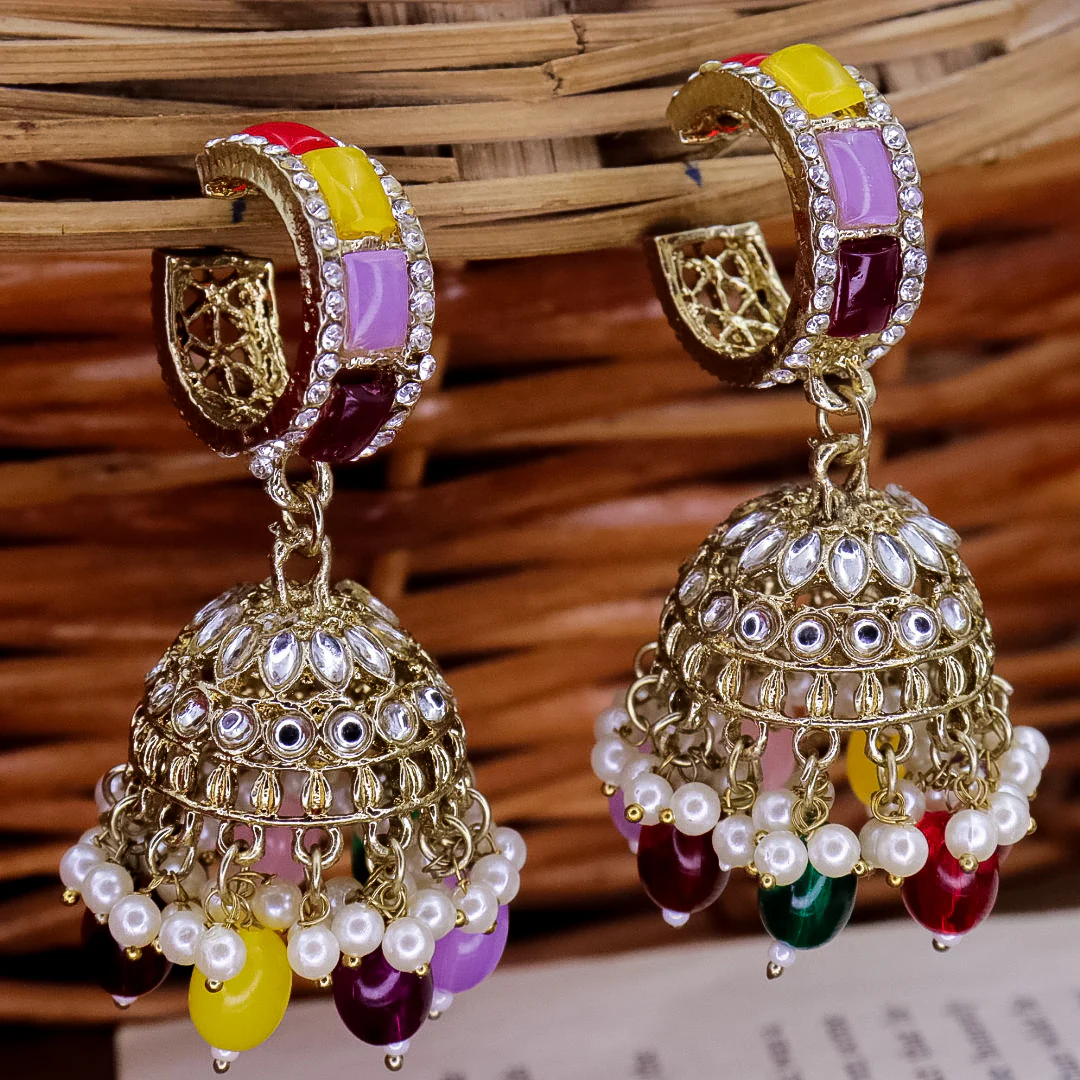 Hinal Kundan Hoop Jhumka - Image 3