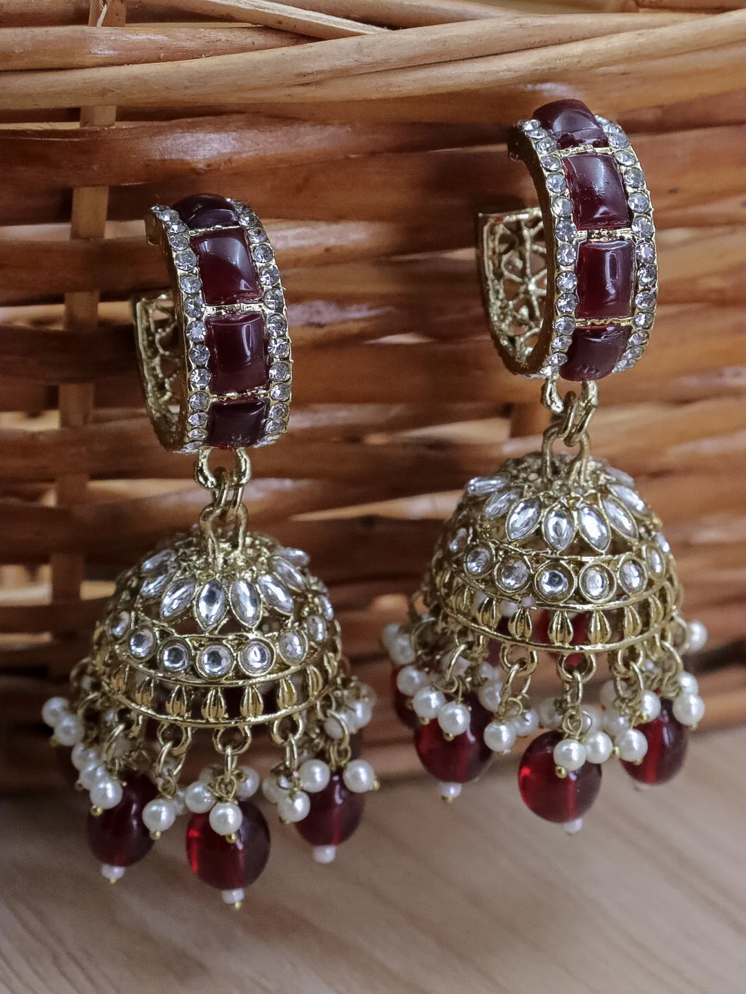 Hinal Kundan Hoop Jhumka - Image 4