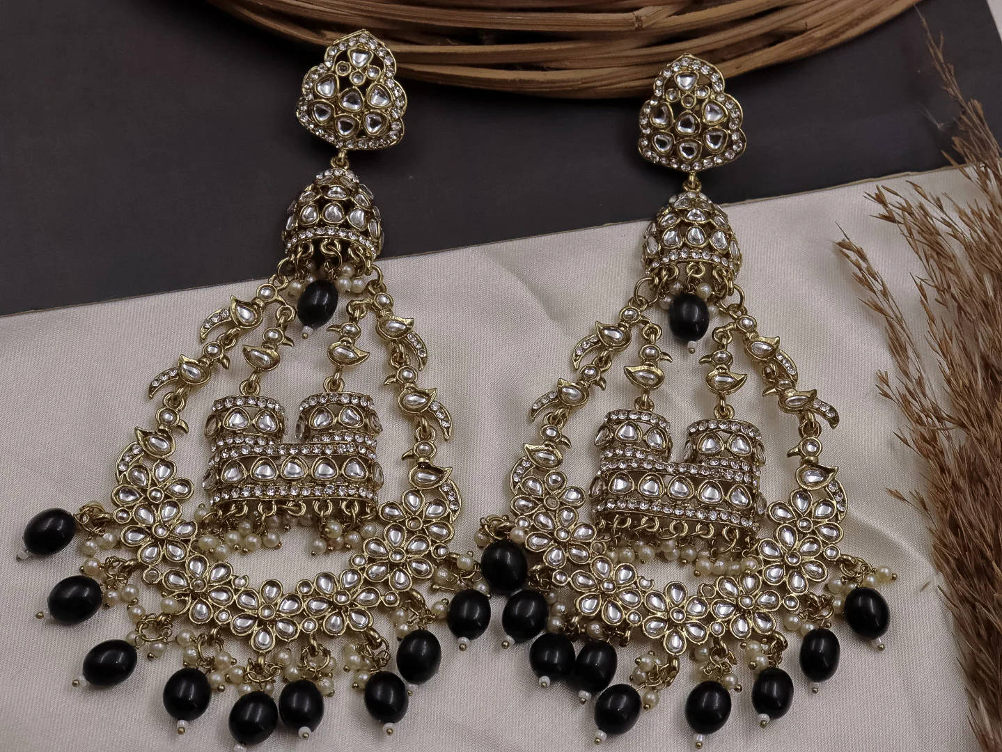 Jhoomar Long Kundan Chandbali - Image 11