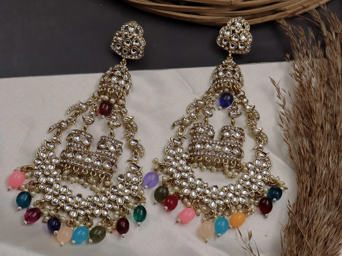 Jhoomar Long Kundan Chandbali - Image 12