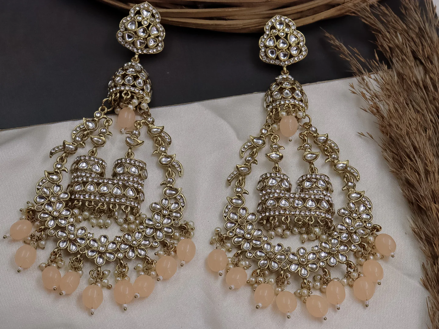 Jhoomar Long Kundan Chandbali - Image 13