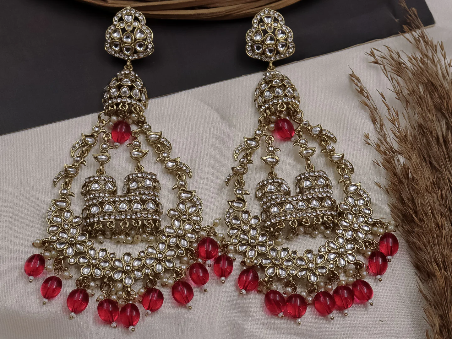 Jhoomar Long Kundan Chandbali - Image 14