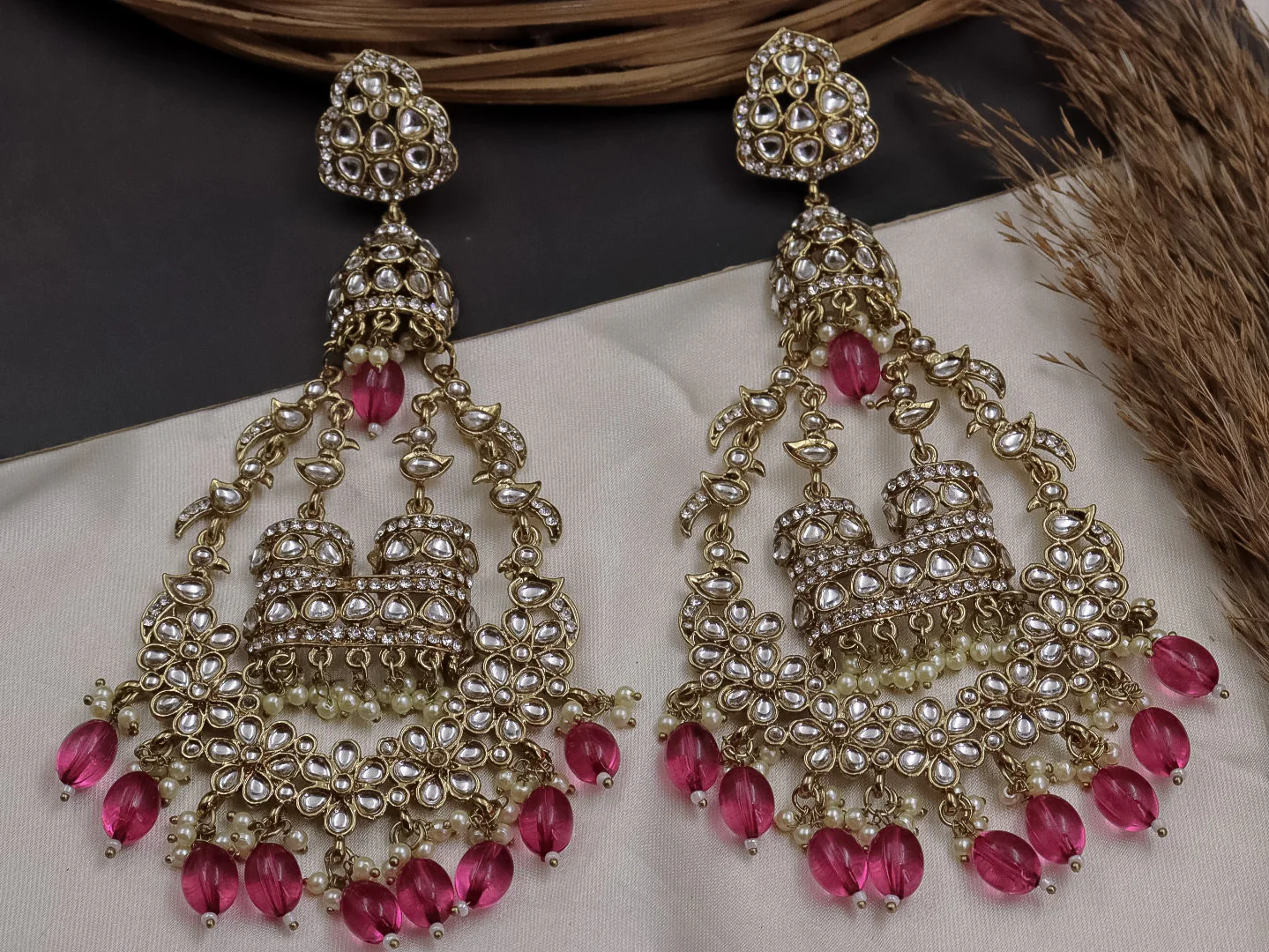Jhoomar Long Kundan Chandbali - Image 15